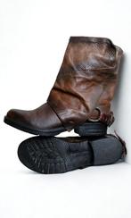 Stoere bruine leren biker boots  - Vintage look - Maat 37, Bruin, Verzenden, Lage of Enkellaarzen, Zo goed als nieuw