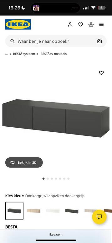 IKEA BESTA Tv-meubel Donkergrijs - afbeelding 1
