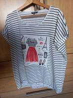 Blauw wit gestreept shirt met print, km, maat XXL., Kleding | Dames, Ophalen of Verzenden, Gedragen, Overige kleuren, Shirt of Top