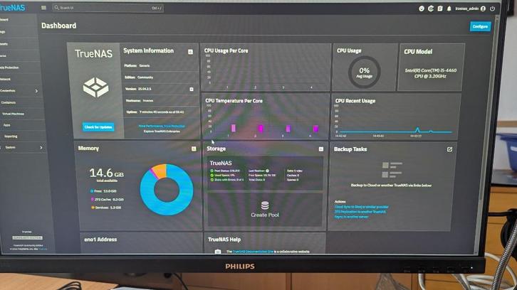 NAS zelfbouw Systeem TRUENAS 16GB met 15TB, Computers en Software, NAS, Gebruikt, Ophalen of Verzenden