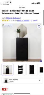 Zwarte schoenenkast 3 niveaus tot 18 paar - in elkaar gezet, Huis en Inrichting, Kasten | Schoenenkasten, Ophalen, Nieuw