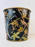 Handbeschilderde prullenbak of bloempot met exotische vogels, Ophalen of Verzenden