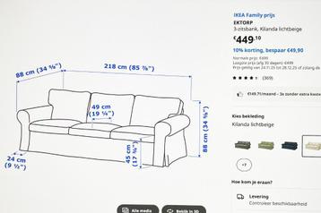 driezits bank Ektorp Ikea + nieuwe hoezen - afbeelding 2