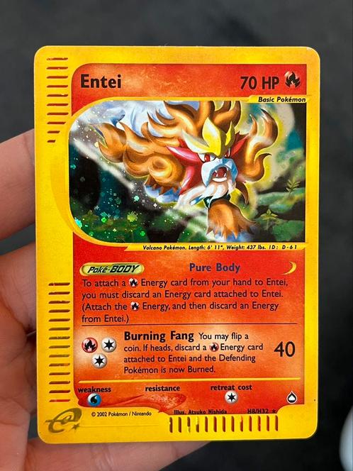 Pokémon Entei Holo #H8 Aquapolis TCG, Hobby en Vrije tijd, Verzamelkaartspellen | Pokémon, Zo goed als nieuw, Losse kaart, Foil