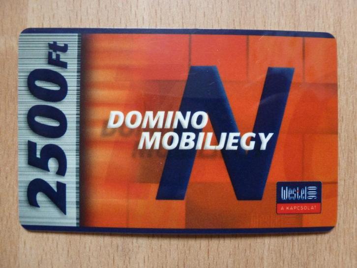 Telefoonkaart uit Hongarije 2500 Ft Domino mobiljegy Westel, Verzamelen, Telefoonkaarten, Buitenland, Ophalen of Verzenden