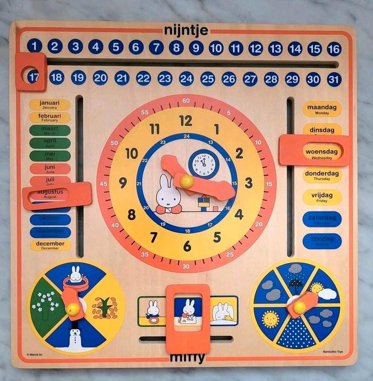 Nijntje houten kalender klok, Kinderen en Baby's, Speelgoed | Houten speelgoed, Zo goed als nieuw, Overige typen, Ophalen of Verzenden