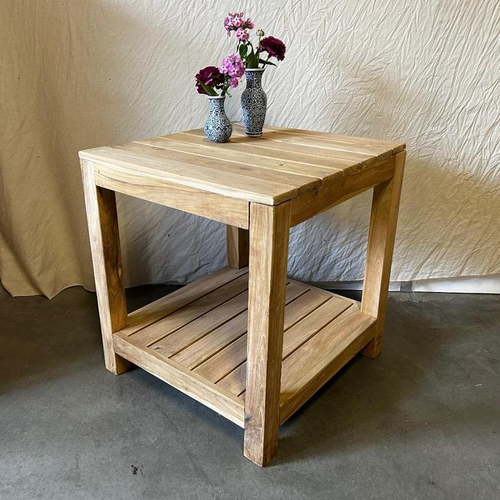 Tuintafel – 60 x 60 cm - massief teakhout - Bij TTM Wonen, Tuin en Terras, Tuintafels, Nieuw, Vierkant, Teakhout, Ophalen of Verzenden