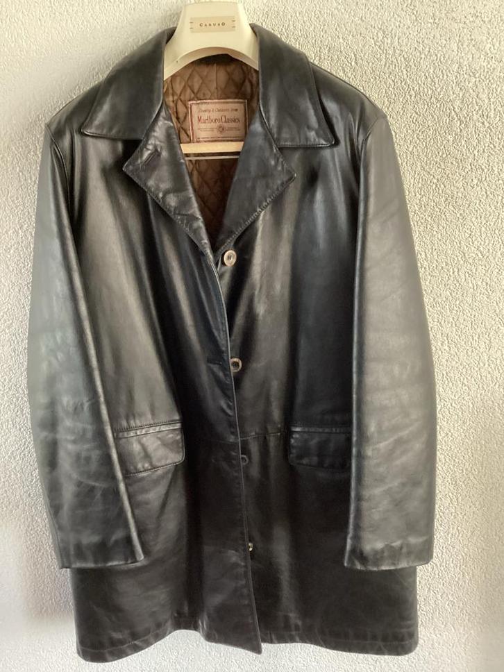 Marlboro Classics Leren Jas - Maat L - Zwart, Kleding | Heren, Jassen | Zomer, Zo goed als nieuw, Maat 52/54 (L), Zwart, Ophalen of Verzenden