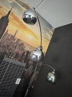 Chrome bollamp draaibaar vloerlamp marmervoet 3 bollen retro, Huis en Inrichting, Lampen | Vloerlampen, Ophalen, Zo goed als nieuw
