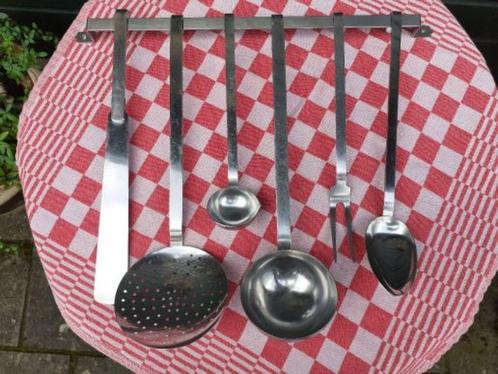 vintage KEUKENREK met 6 Lepels <> RVS Lepelrek 7-delig, Huis en Inrichting, Keuken | Keukenbenodigdheden, Gebruikt, Ophalen of Verzenden