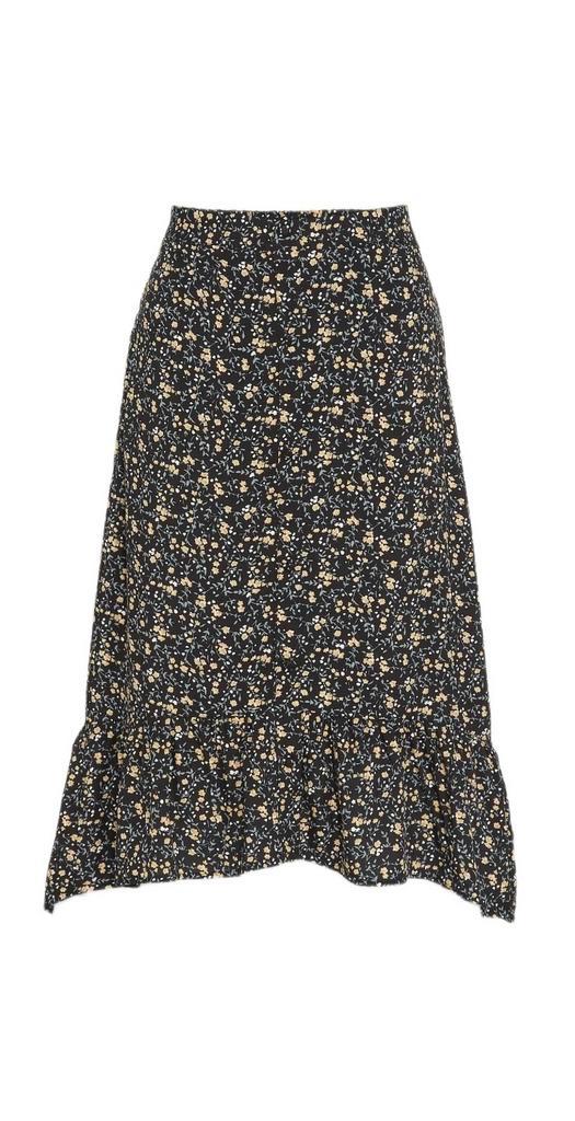 Lofty Manner gebloemde midi rok zwart/geel/groen mt 34 xs, Kleding | Dames, Rokken, Zo goed als nieuw, Maat 34 (XS) of kleiner