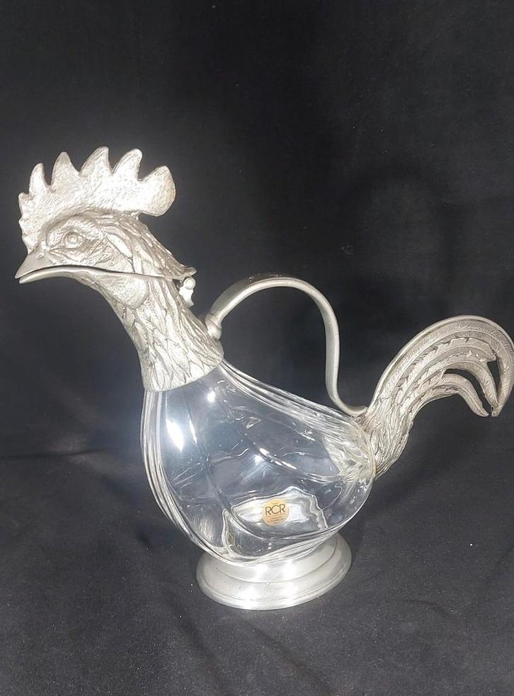 Geblazen kristal karaf met Tin Valpeltro Arte, Antiek en Kunst, Antiek | Glas en Kristal, Ophalen of Verzenden