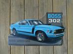 Ford Mustang Boss 302 bord | garagebord | mancave | blauw, Nieuw, Reclamebord, Ophalen of Verzenden