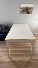 Witte recht hoekige eettafel 198 x 89 x 79, Gebruikt, Vijf personen of meer, 150 tot 200 cm, Grenenhout