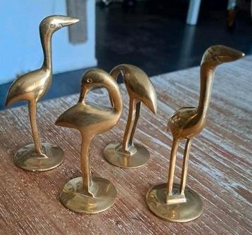 4 schattige vintage retro koperen kraanvogels 11 cm hoog beschikbaar voor biedingen