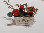 bloempot ' La vie est belle ' met rode roos, Ophalen, Nieuw, Decoratie
