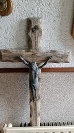 groot antiek kruisbeeld hout en brons ?, Antiek en Kunst, Antiek | Religie, Ophalen of Verzenden