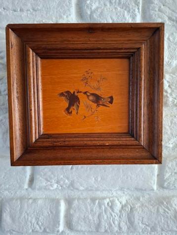 Vintage schilderijtje op hout in unieke lijst. 20x18x4 cm. beschikbaar voor biedingen
