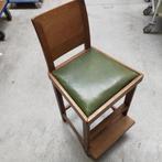 Vintage Hoge houten kruk met voetenbank kerkstoel