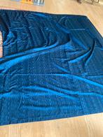 Blauw gordijn met houtlook 2 stuks motief glans kamerhoog, Ophalen, Zo goed als nieuw, Blauw, 150 tot 200 cm
