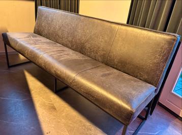 Eetkamerbank + 3 Stoelen - Antraciet grijs geborsteld leer beschikbaar voor biedingen