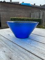 Vintage Blauwe Glazen Sier-/Fruitschaal, Antiek en Kunst, Ophalen of Verzenden