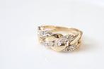 14 Karaat Gouden Schakel Ring Met Diamanten, Ophalen of Verzenden, Met edelsteen, Dame, Goud