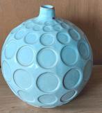 BEIGE KERAMIEK BOL VAAS MET CIRKELS IN RELIEF, Overige kleuren, Verzenden, Aardewerk of Porselein, Zo goed als nieuw