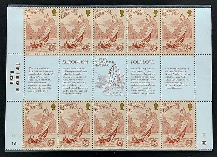 Guernsey 1981 – Europa CEPT Folklore – 10 pf in vel, Postzegels en Munten, Postzegels | Europa | UK, Postfris, Verzenden