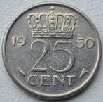 25 Cent 1950 Juliana km#183, Postzegels en Munten, Munten | Nederland, Ophalen of Verzenden, Koningin Juliana, 25 cent