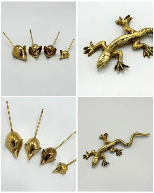Vintage messing muizen set (4 stuks) + salamander – retro, Antiek en Kunst, Antiek | Koper en Brons, Ophalen of Verzenden