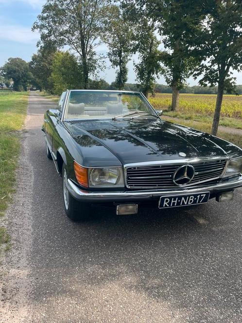 Mercedes-Benz SL 1976 Zwart oldtimer, Auto's, Mercedes-Benz, Particulier, SL, LPG, Cabriolet, Automaat, Geïmporteerd, Zwart, Beige