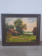 Schilderij Landschap met Huisje, Ophalen of Verzenden