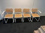 4x Cesca stoel, Marcel Breuer jaren ‘60, Riet of Rotan, Vier, Vintage retro buisframe design rotan webbing papercord, Ophalen of Verzenden