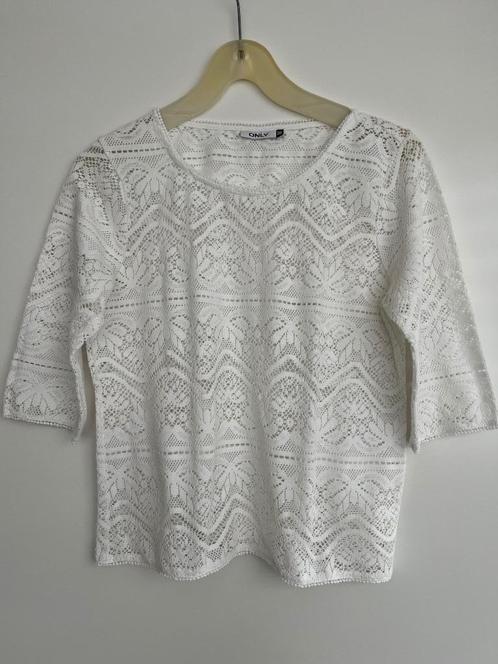 Only opengewerkte top maat 36/38, Kleding | Dames, Tops, Gedragen, Maat 36 (S), Wit, Korte mouw, Ophalen of Verzenden