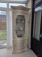 Unieke zandkleurige vitrinekast met gebogen glas, Huis en Inrichting, Kasten | Vitrinekasten, Ophalen, 200 cm of meer, Klassiek