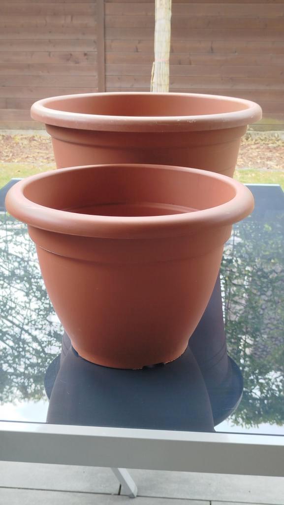 Teraplast 50 en 40 doorsnede, Tuin en Terras, Bloempotten, Gebruikt, Minder dan 40 cm, Rond, Ophalen of Verzenden