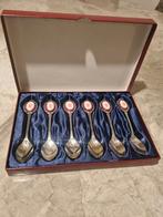 Antieke verzilverde theelepels in doos, Ophalen of Verzenden