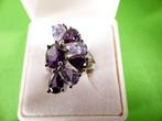 Mooie A-symmetrische Zilveren Ring met Amethisten, Verzenden, Zilver, Ring, Met edelsteen