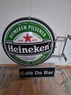 Heineken bier lichtbak met onderbak lamp  verlichting, Verzamelen, Biermerken, Ophalen, Gebruikt, Reclamebord, Plaat of Schild