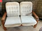 Vintage bankstel Deens design teak, Ophalen, Gebruikt, Minder dan 75 cm, Tweepersoons