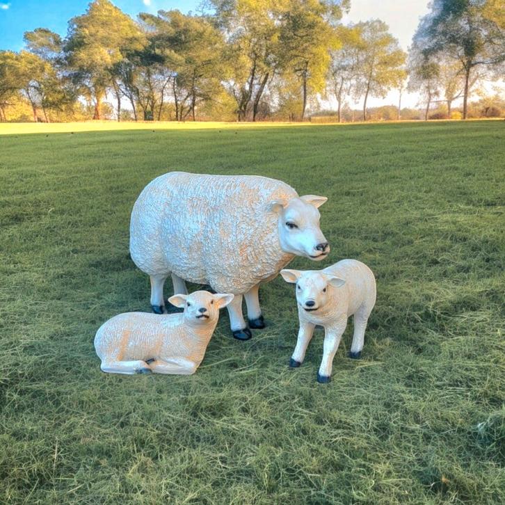 Beeld schaap, beeld koe, beeld kalf, beeld geit, beeld ezel, Tuin en Terras, Tuinbeelden, Nieuw, Dierenbeeld, Kunststof, Ophalen
