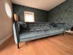 T&O 2x 3-zits bank - Blauwe stof, Ophalen, Gebruikt, Driepersoons, 75 tot 100 cm