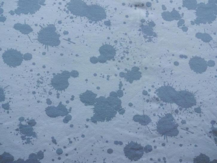 Wit met grijze blobs lapje met stretch +/- 120 x 120 cm, Hobby en Vrije tijd, Stoffen en Lappen, Gebruikt, Katoen, 30 tot 120 cm