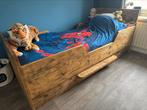 1 persoons steigerhouten bed incl logeer lade., Kinderen en Baby's, Kinderkamer | Bedden, 85 tot 100 cm, Ophalen of Verzenden