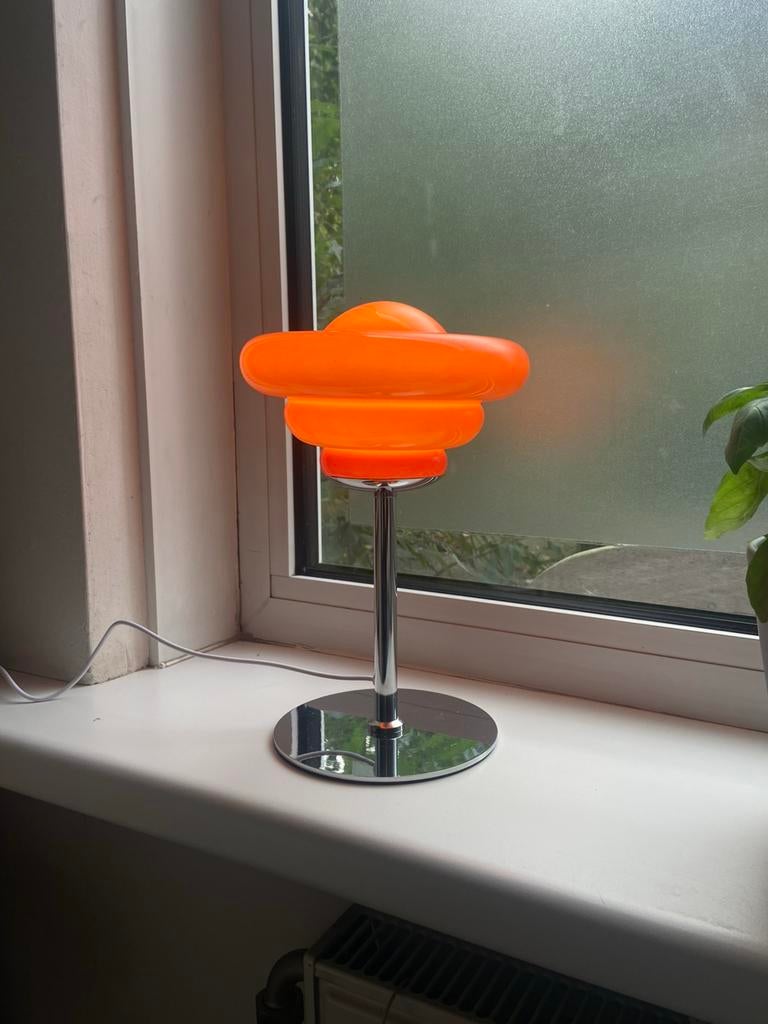 Vintage tafellamp, Ophalen of Verzenden, Zo goed als nieuw, Glas, Minder dan 50 cm