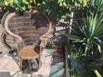Rotan vintage Pauw Stoel., Ophalen, Gebruikt, Bruin, Vintage