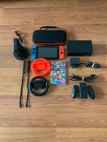 Nintendo Switch V2 2023 + Mario Kart 8 Deluxe & Extras!  beschikbaar voor biedingen