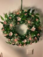 Mooie verlichte kerstkrans parel roze 45 cm, Diversen, Ophalen of Verzenden