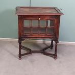 Gepatineerd eikenhouten antiek Engels theekastje, Huis en Inrichting, Eikenhout, Minder dan 100 cm, 25 tot 50 cm, 50 tot 100 cm